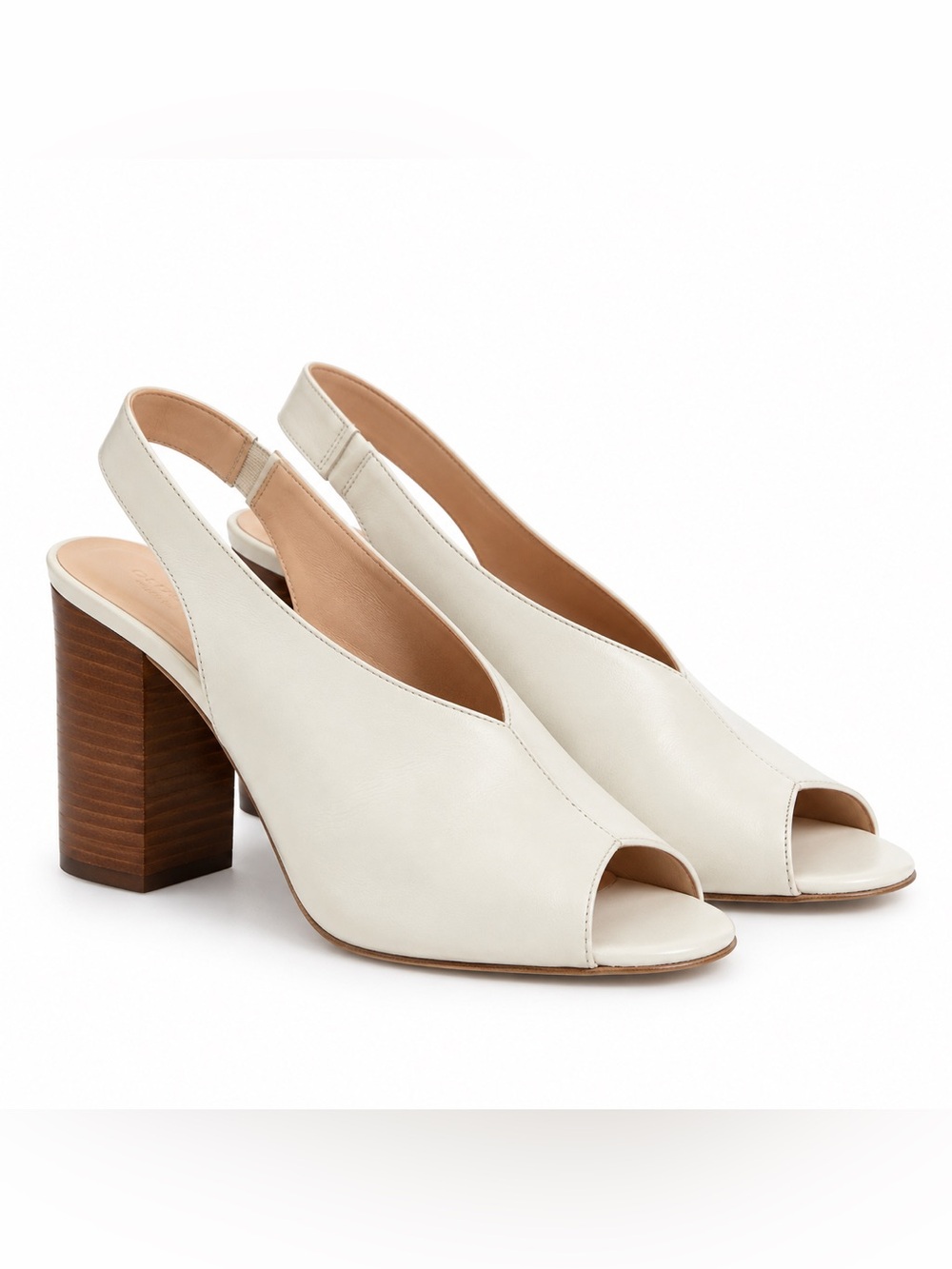 Club Monaco White Open-Toe Slingback Block Heel Sandals